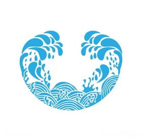 蓝色爱心海浪