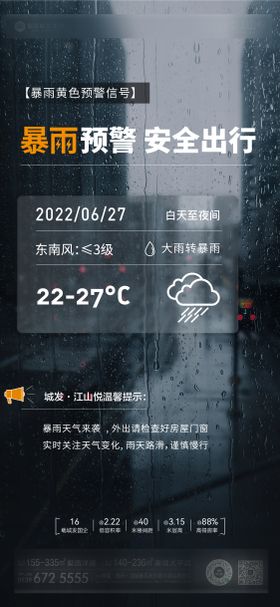 地产雷雨天气预警简约海报