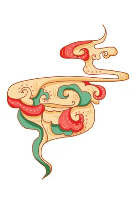 国潮祥云敦煌元素插画图案