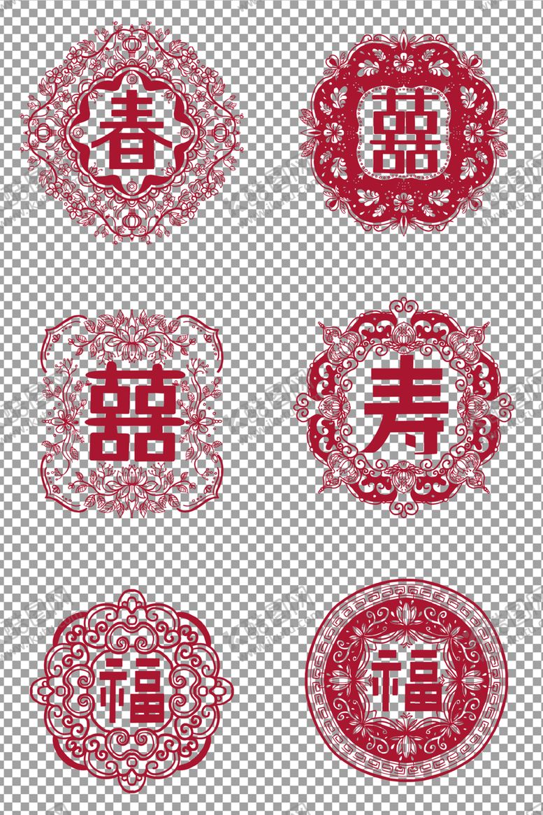 编号：59446107040031484060【酷图网】源文件下载-红色中式喜福寿春字纹底纹