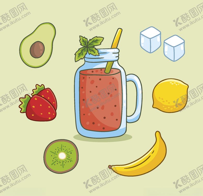 编号：45058007042158036031【酷图网】源文件下载-矢量果汁甜品食物素材