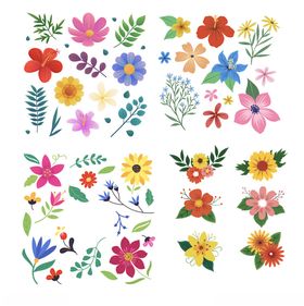 多彩手绘花卉图案集合