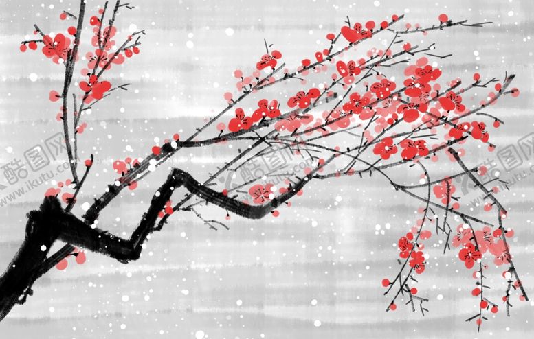 编号：26872309280532322009【酷图网】源文件下载-梅花水墨水彩复古背景海报素材
