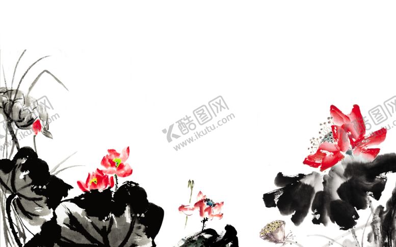 编号：10030107031215488770【酷图网】源文件下载-水墨荷花
