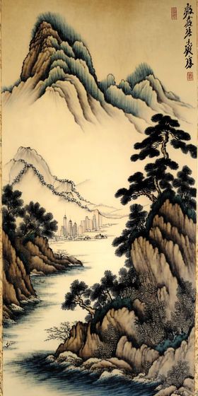 山水画国画水墨画