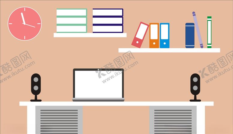 编号：41658609210005549856【酷图网】源文件下载-电脑房音响书本书架