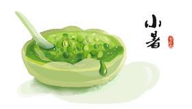 绿豆汤清新插画卡通背景素材