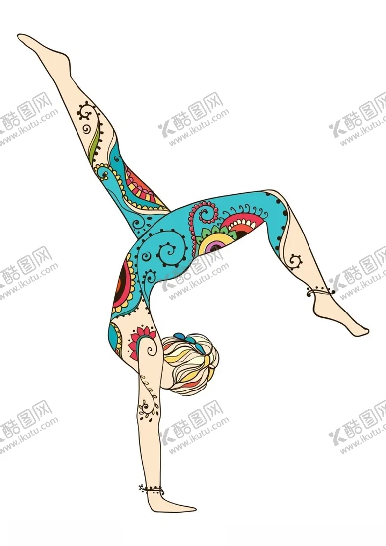 编号：27936801260910267397【酷图网】源文件下载-卡通纹身瑜伽舞蹈女孩