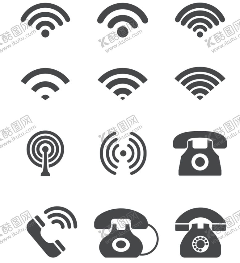 编号：79928601300204525504【酷图网】源文件下载-wifi电话图标