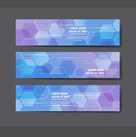 多彩六边形横幅设计模板