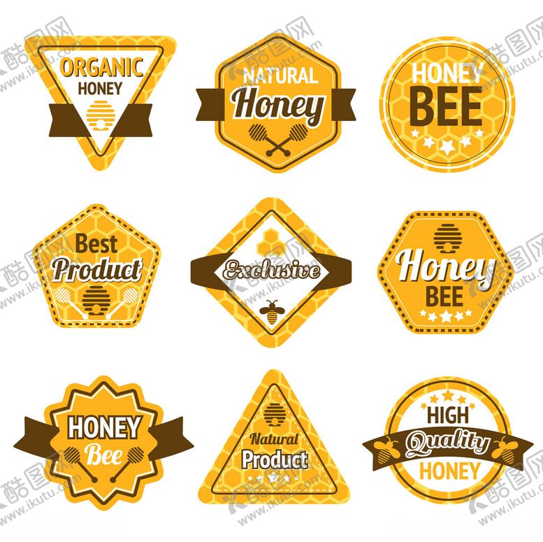 编号：16788303312323561354【酷图网】源文件下载-蜂蜜主题复古风标签集合