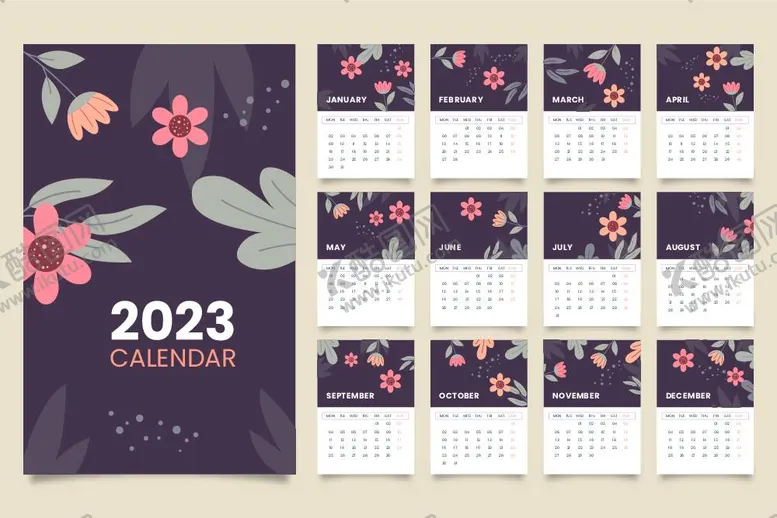 编号：21738409181316452076【酷图网】源文件下载-2023兔年日历设计