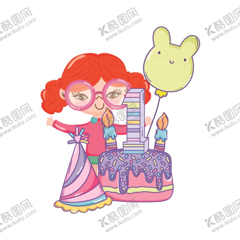 编号：82091406251141015818【酷图网】源文件下载-卡通生日女孩