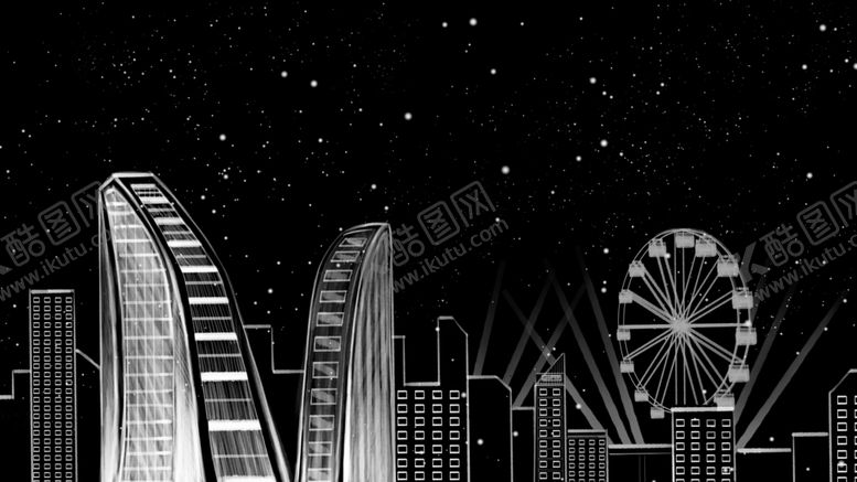 编号：16803804161623098871【酷图网】源文件下载-简约线条冬夜城市