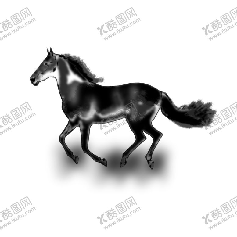 编号：79667601171120421094【酷图网】源文件下载-手绘插画水墨动物马元素