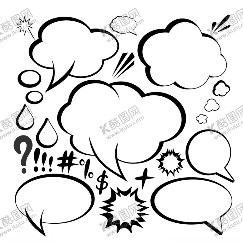 编号：85993902270940499186【酷图网】源文件下载-黑白素描爆炸效果对话框元素