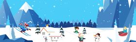 坐雪橇滑雪的男孩