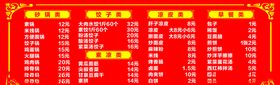 餐饮价格表