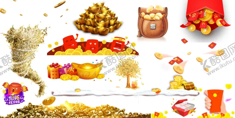编号：68405710061927098640【酷图网】源文件下载-免抠图元宝美金风暴摇钱
