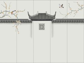 水墨画背景古风古典建筑古风元素