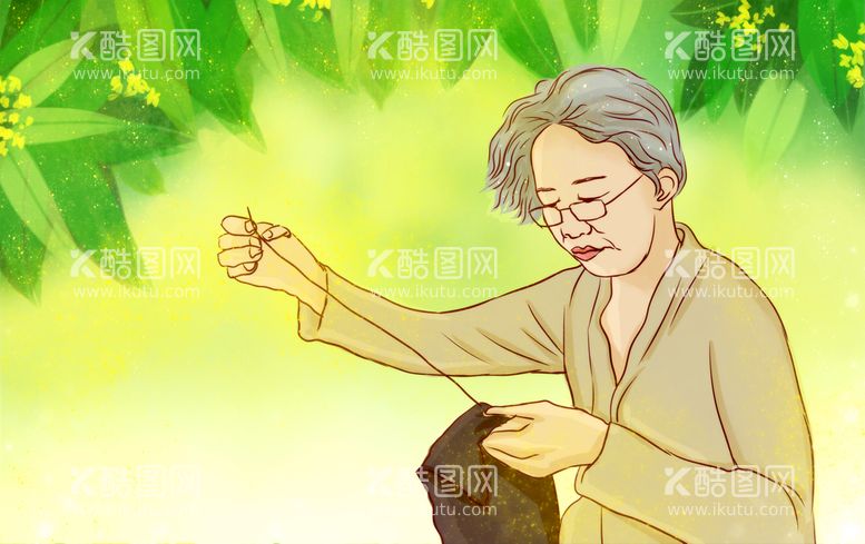 编号：20663910241537069392【酷图网】源文件下载-缝衣服的母亲