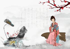 中国风背景小清新工笔画素材手绘花