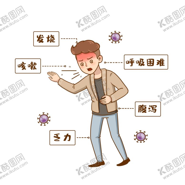 编号：48092403291358012687【酷图网】源文件下载-咳嗽呼吸困难表情图