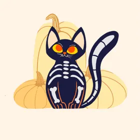 万圣节猫咪卡通黑元素