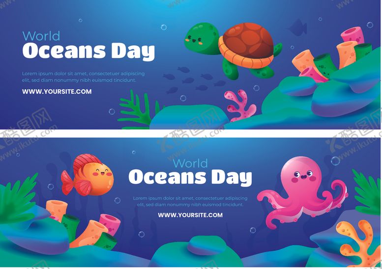 编号：18857411021002438029【酷图网】源文件下载-海洋日主题卡通横幅设计