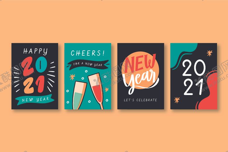 编号：99740809251956306533【酷图网】源文件下载-2021潮流新年海报矢量