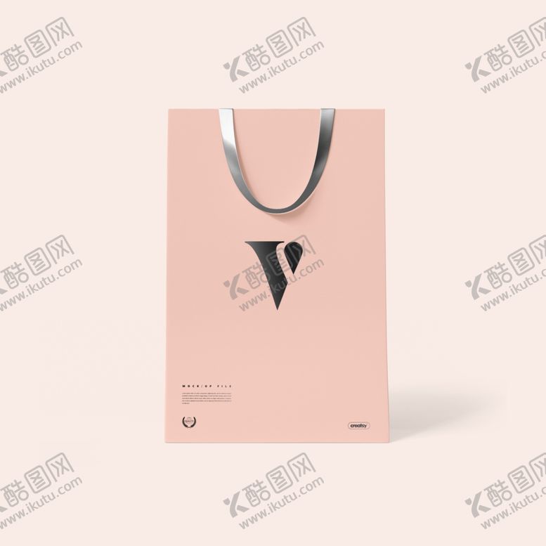 编号：68217204172259387099【酷图网】源文件下载-粉色手提袋简约V字设计