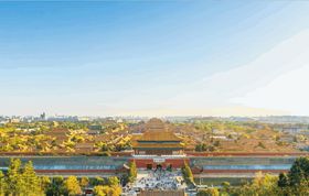 北京地标故宫博物院建筑矢量油画