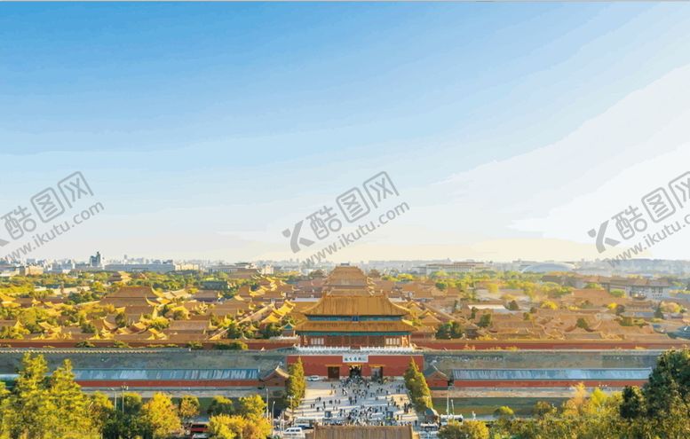 编号：71222405091205261226【酷图网】源文件下载-北京地标故宫博物院建筑矢量油画