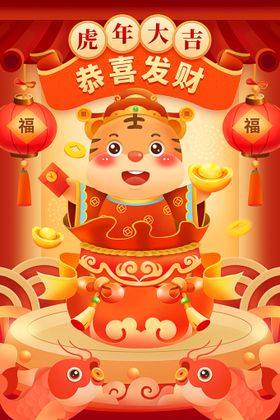 迎春新年虎年海报