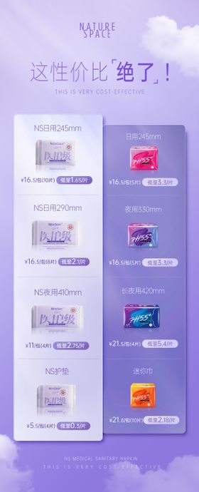 卫生巾产品比价海报