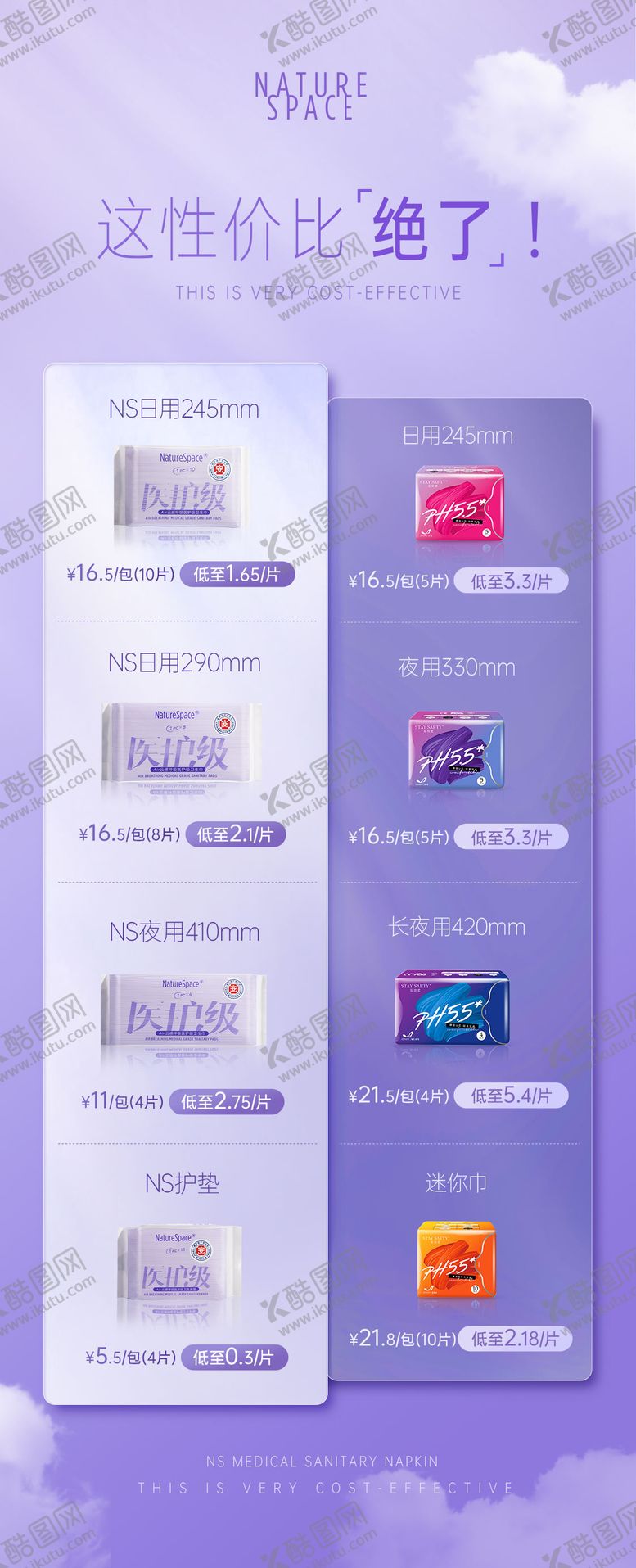 编号：95361407290854184063【酷图网】源文件下载-卫生巾产品比价海报
