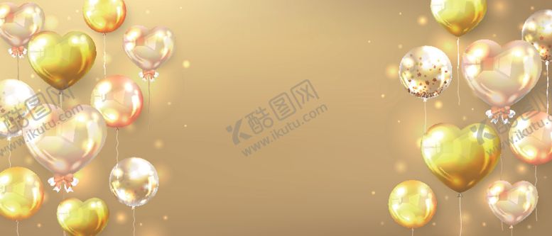 编号：22782910292352437275【酷图网】源文件下载-金色心形气球