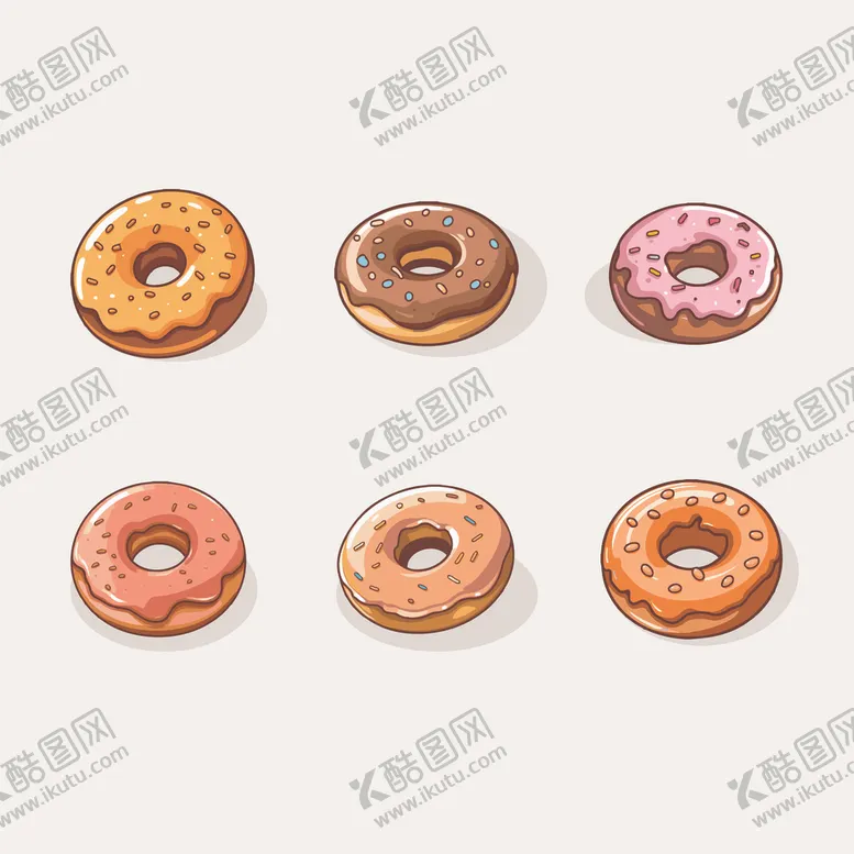 美味甜甜圈奶油矢量简笔画面包png食品果