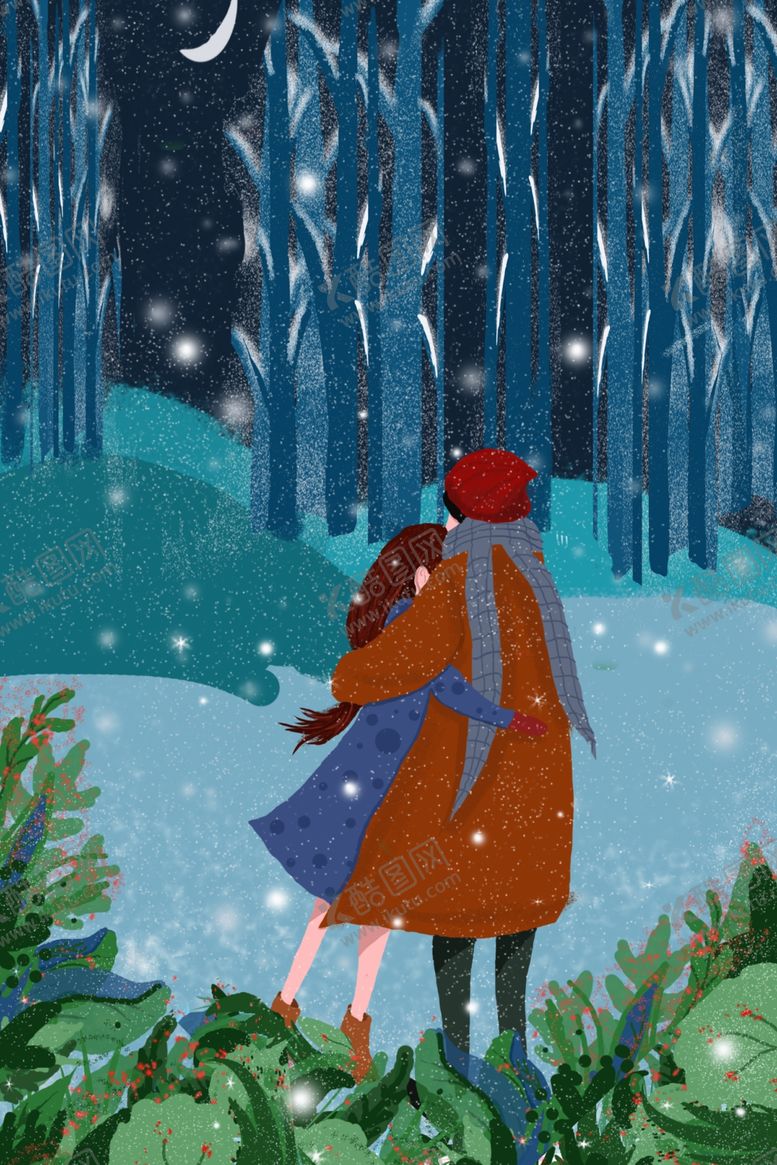 编号：40153809280548519361【酷图网】源文件下载-梦幻插画情侣手绘插画