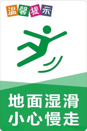 小心滑倒 地面湿滑 温馨提示