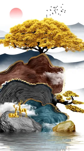 新中式玄关装饰画现代抽象轻奢装饰画