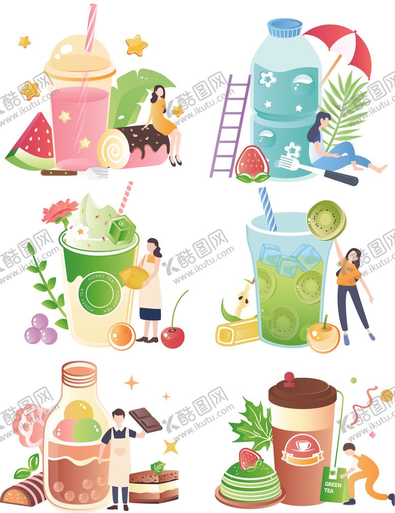 编号：69315610061434145874【酷图网】源文件下载-矢量奶茶免抠元素