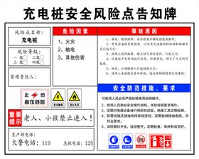 充电桩安全风险点告知牌