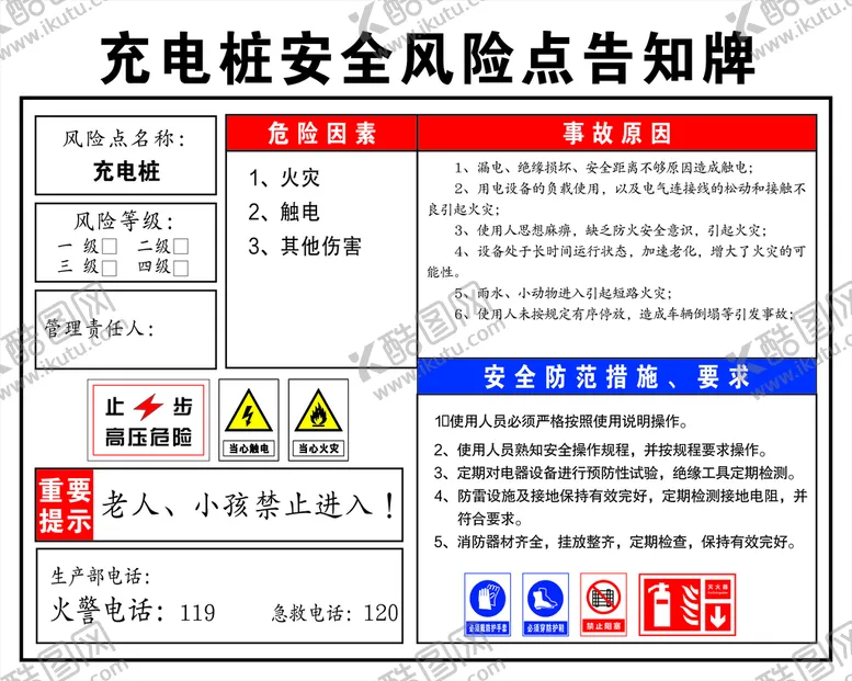 编号：11692901251226498985【酷图网】源文件下载-充电桩安全风险点告知牌