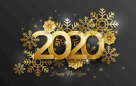 2020年金色老鼠春节贺卡矢量