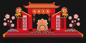 传统春节门楼装饰
