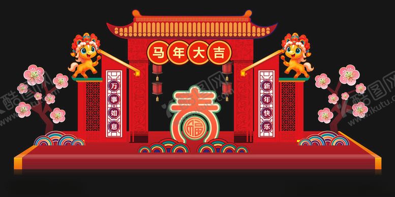 编号：93841104250040318176【酷图网】源文件下载-中式传统门楼节庆装饰