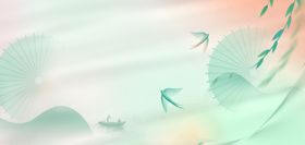 谷雨节气浅绿色简约中式背景