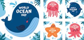 海洋生物插画图案集合