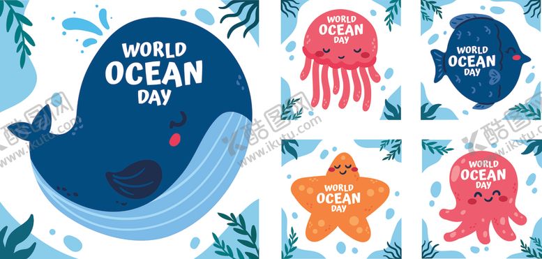 编号：80218411021100288556【酷图网】源文件下载-海洋生物插画图案集合